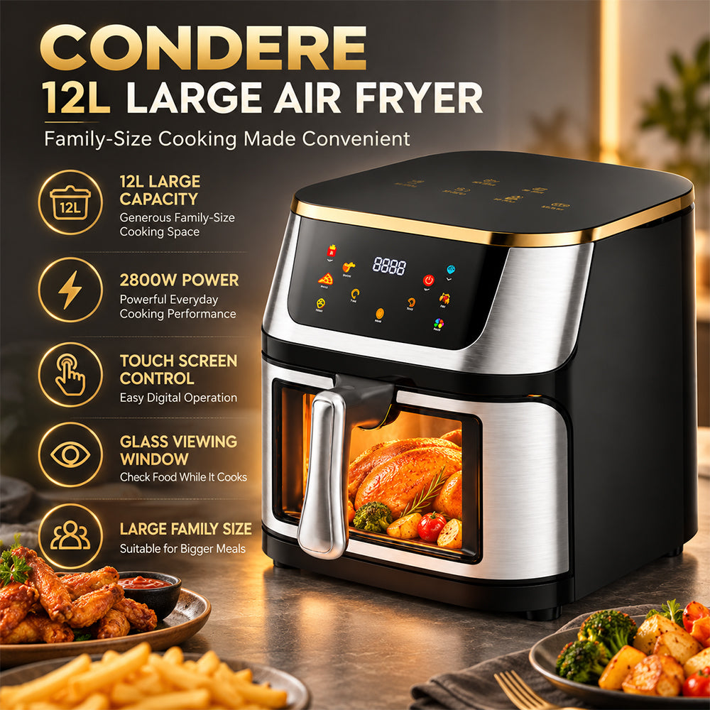 Condere 2800W Digital Air Fryer with Touchscreen - 12L