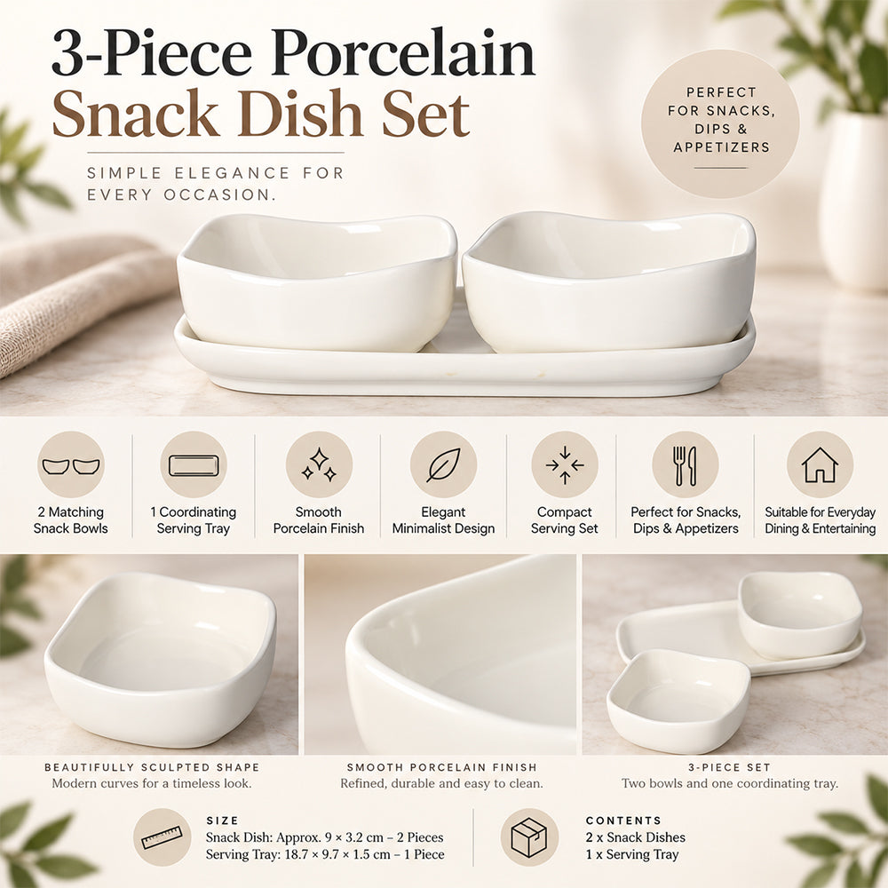 3-Piece White Porcelain Serving Tray Set