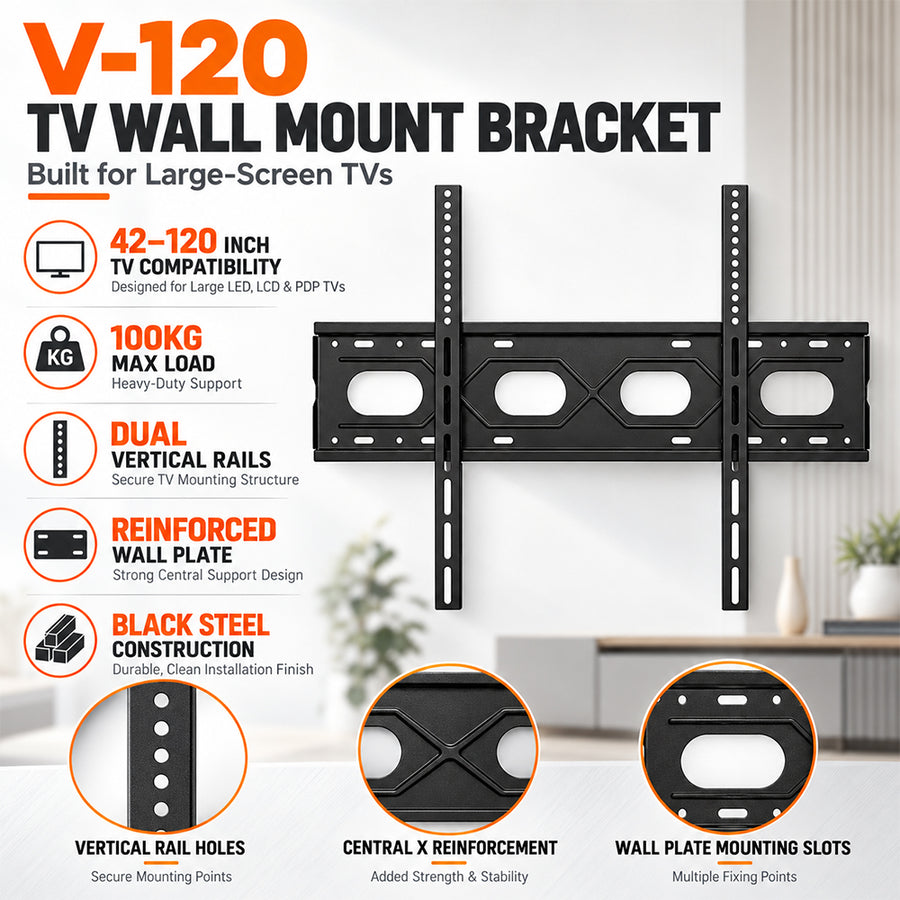V-120 Heavy-Duty Full Motion TV Wall Mount - 42 to 120 Inch