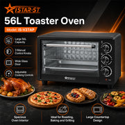 iStar-ST 56L Toaster Oven with Adjustable Temperature Control - Black