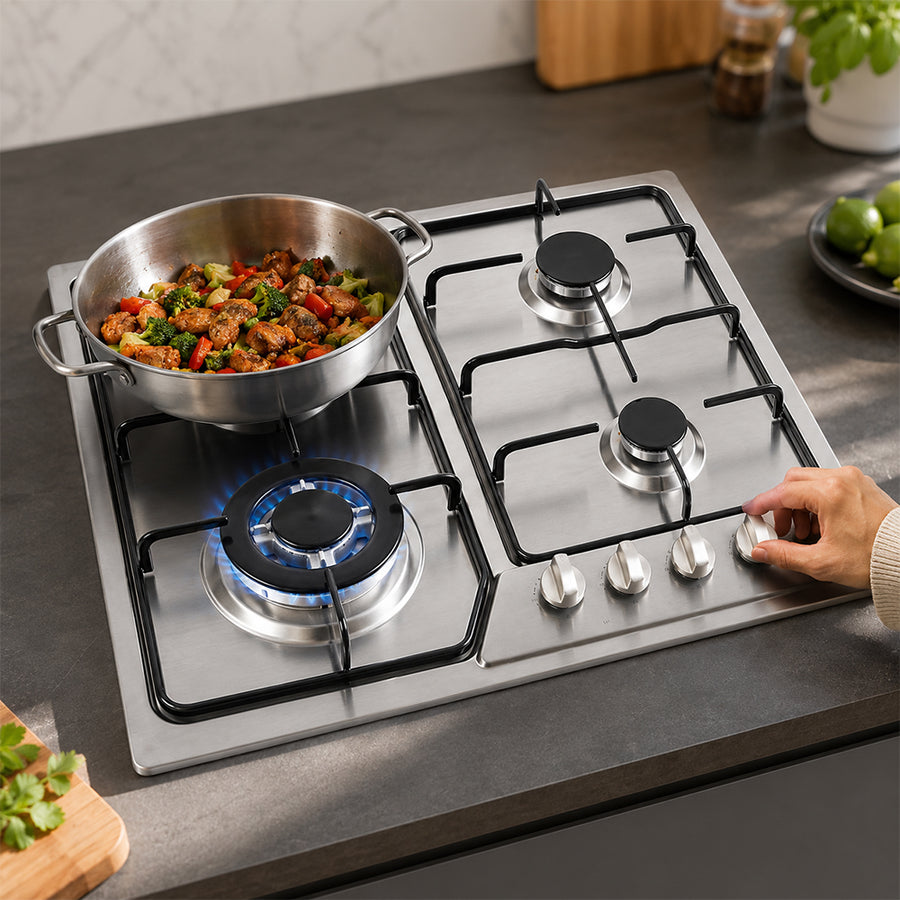 XMY RH-5006 4-Burner Built-In Gas Hob – LPG Stainless Steel