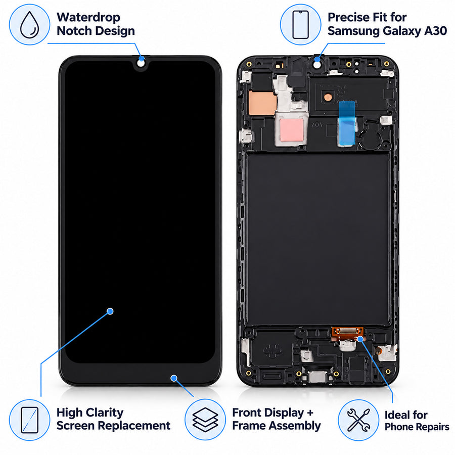 Replacement Screen with Frame for Samsung Galaxy A30