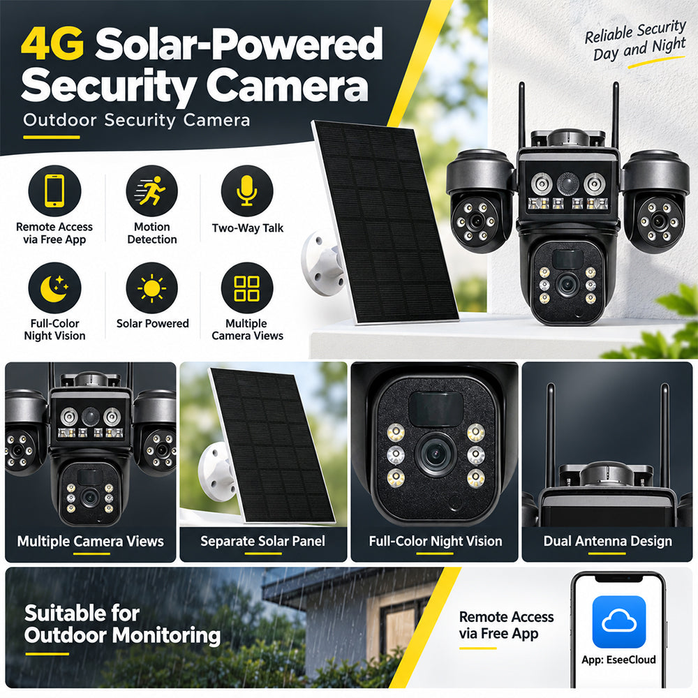 4G LTE Solar-Powered Outdoor Security Camera with EseeCloud App