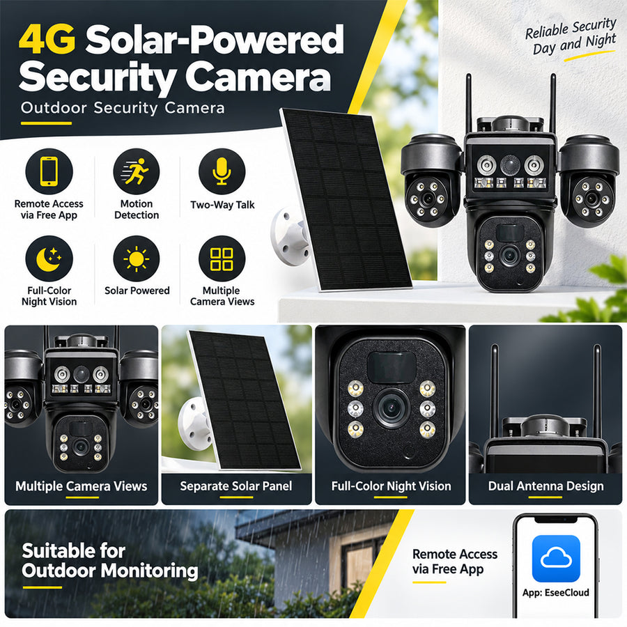 4G LTE Solar-Powered Outdoor Security Camera with EseeCloud App