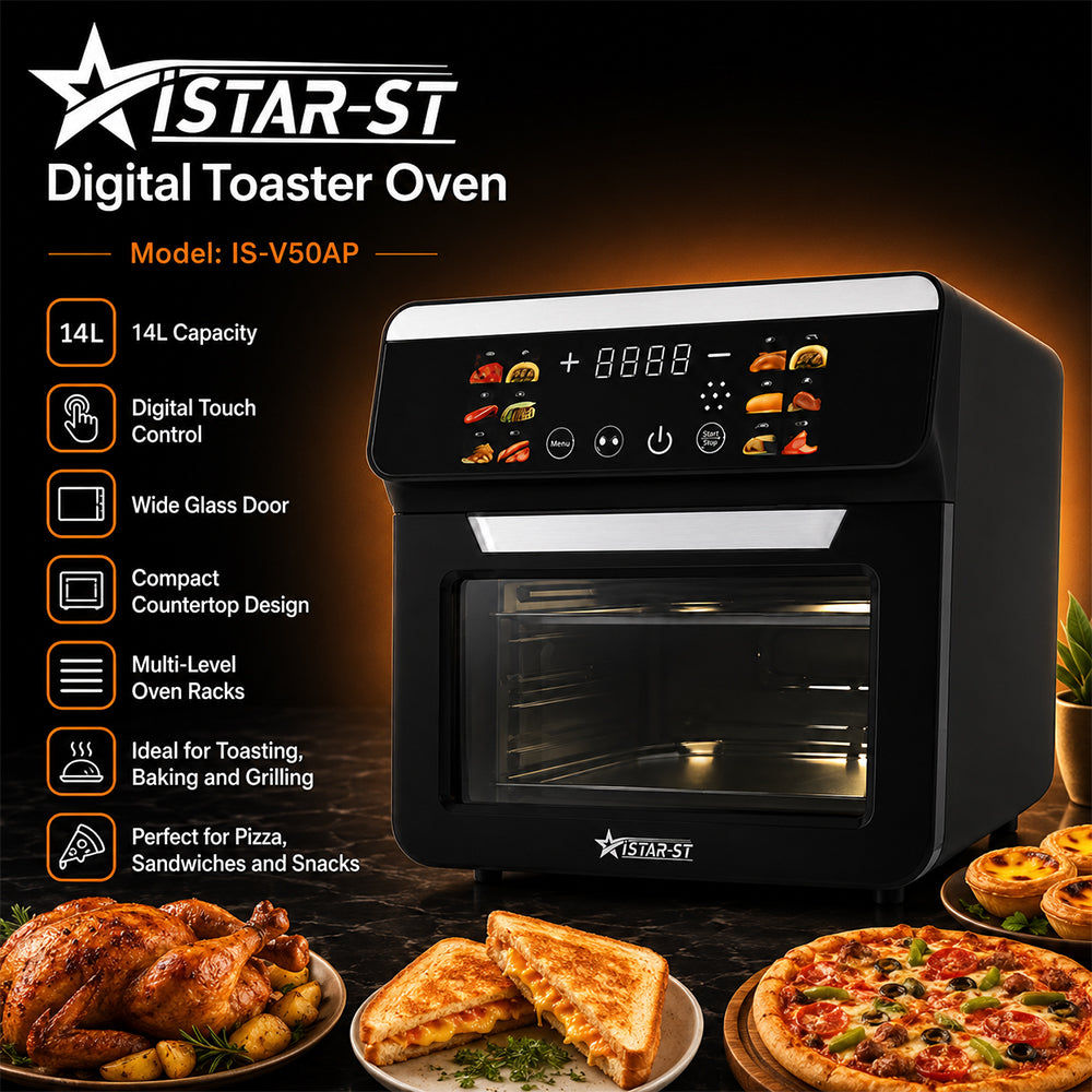 iStar-ST 14L Digital Toaster Oven with Touch Controls - Black