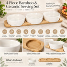 4-Piece Bamboo Tray & Ceramic Serving Bowl Set