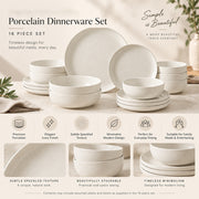 16-Piece Ivory Speckled Porcelain Dinnerware