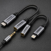 FONENG 3.5mm Female Audio Adapter Cable – Type-C / Lightning