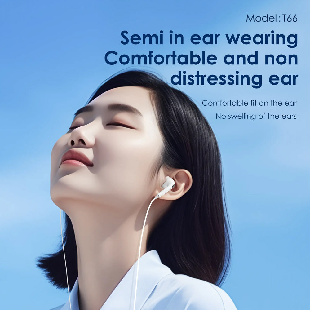 FONENG Half In-Ear Wired Earphones with Microphone – 3.5mm / Type-C / Lightning