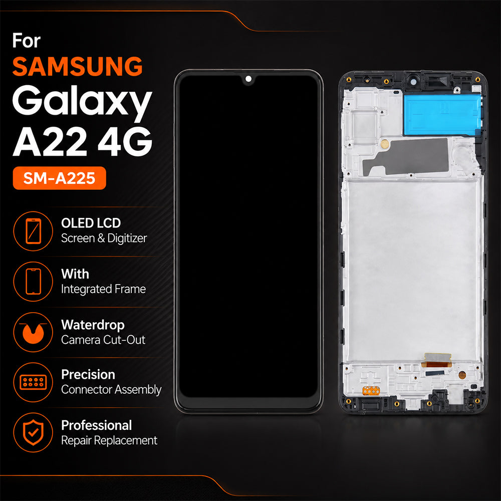 Premium OLED Screen & Digitizer with Frame for Samsung Galaxy A22 4G