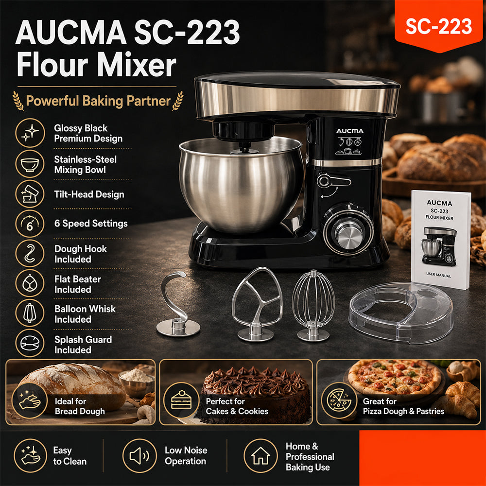 AUCMA 1200W Stand Mixer with Stainless Steel Bowl