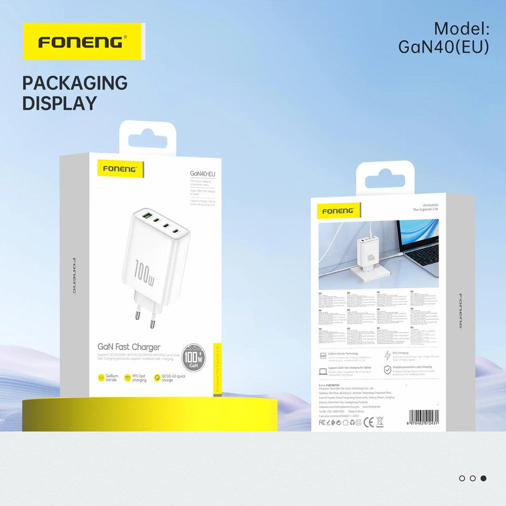 FONENG GaN40 100W 4-Port GaN Fast Wall Charger