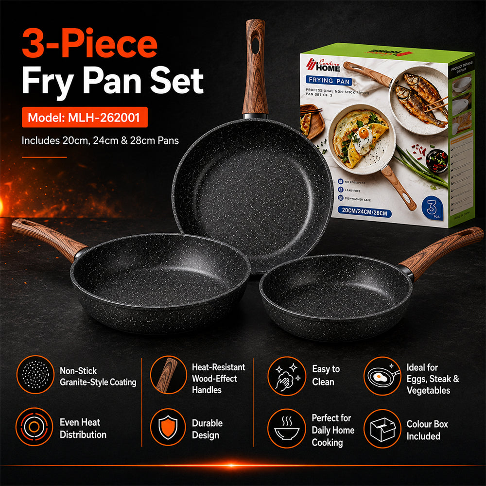 Condere Home 3-Piece Non-Stick Fry Pan Set