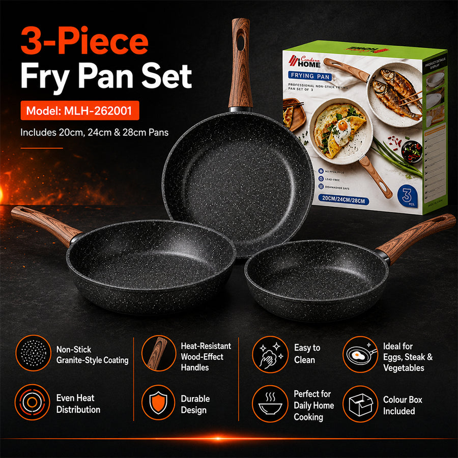 Condere Home 3-Piece Non-Stick Fry Pan Set