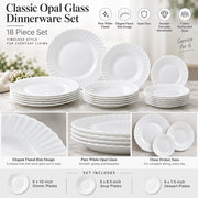18-Piece White Opal Glass Dinnerware Set