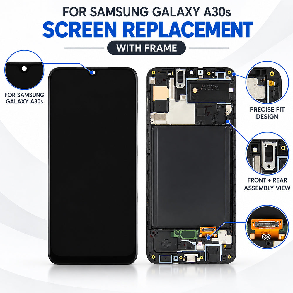Replacement Screen with Frame for Samsung Galaxy A30s