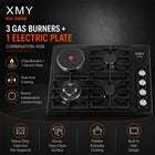 XMY 4-Zone Dual-Fuel Built-In Hob with 3 Gas Burners & 1 Electric Plate