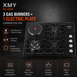 XMY 4-Zone Dual-Fuel Built-In Hob with 3 Gas Burners & 1 Electric Plate