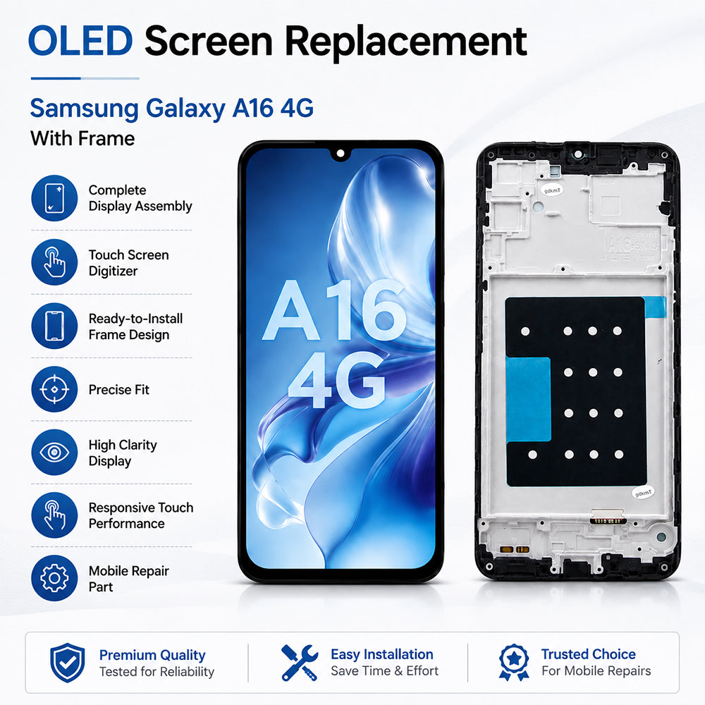 OLED Screen & Digitizer with Frame for Samsung Galaxy A16 4G