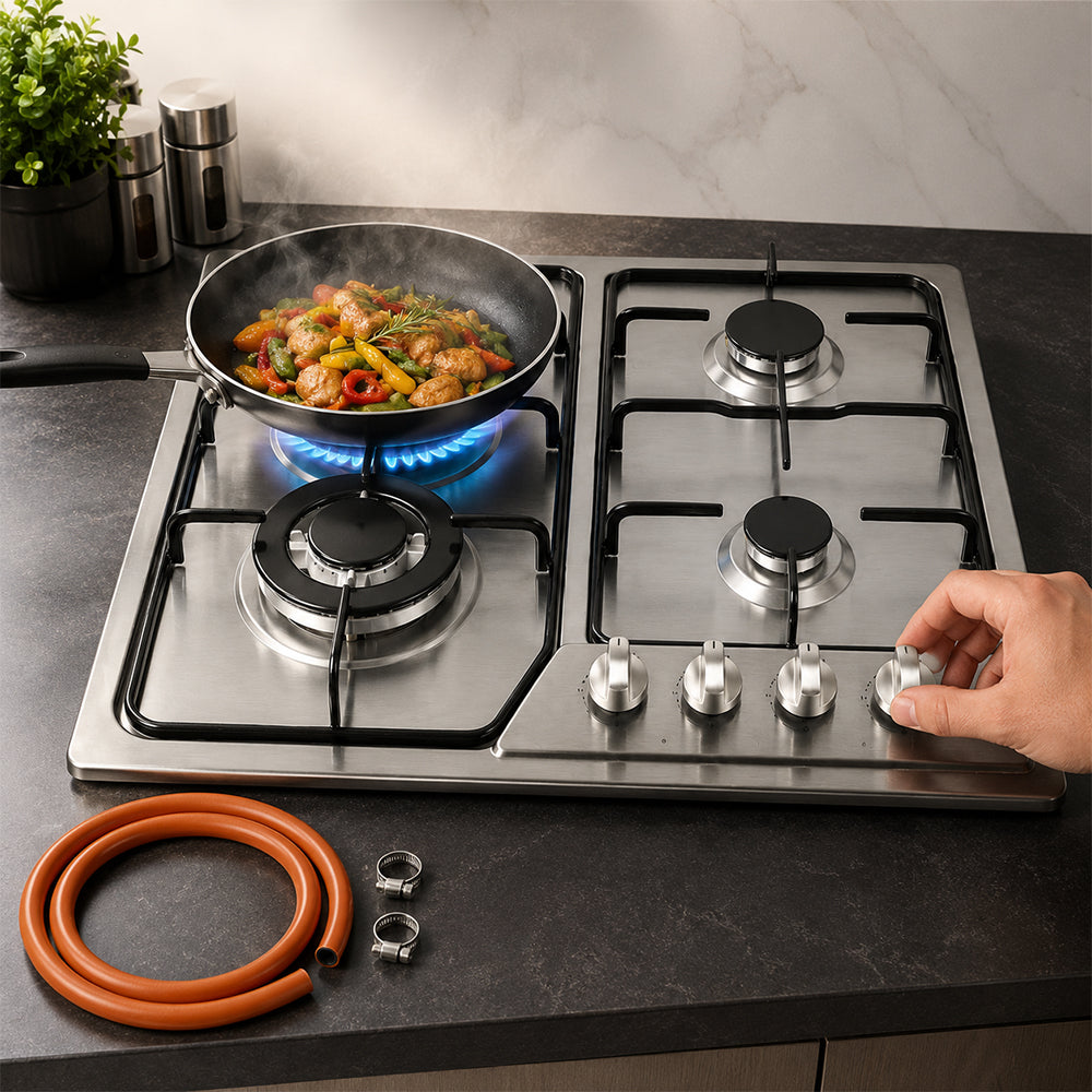 XMY 4-Burner Stainless Steel Built-In LPG Gas Hob