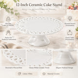 White Porcelain Pedestal Cake Stand - 12 Inch