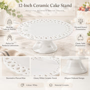 White Porcelain Pedestal Cake Stand - 12 Inch