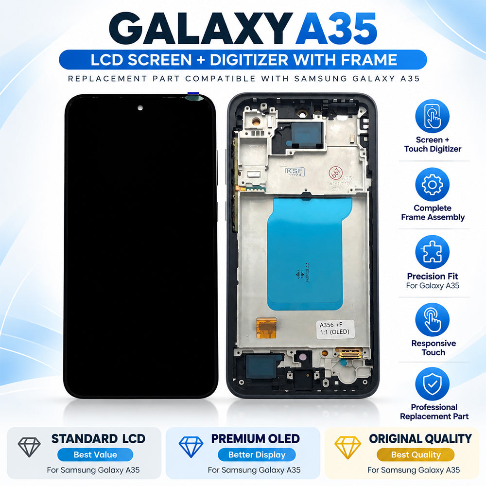 Replacement Screen with Frame for Samsung Galaxy A35 5G