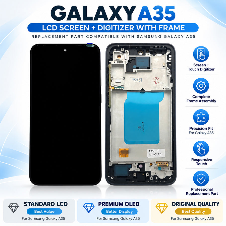 Replacement Screen with Frame for Samsung Galaxy A35 5G