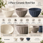 3-Piece Mix & Match Ceramic Bowl Set - 4.25 Inch