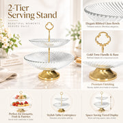 2-Tier Clear Glass Cake & Serving Stand - 28cm
