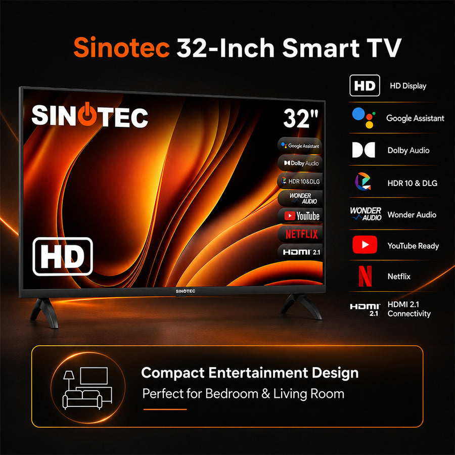 Sinotec 32-Inch HD LED Google Smart TV with Chromecast