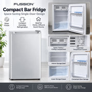 Fussion Single-Door Bar Fridge with Chiller Compartment - 120L, Stainless Steel