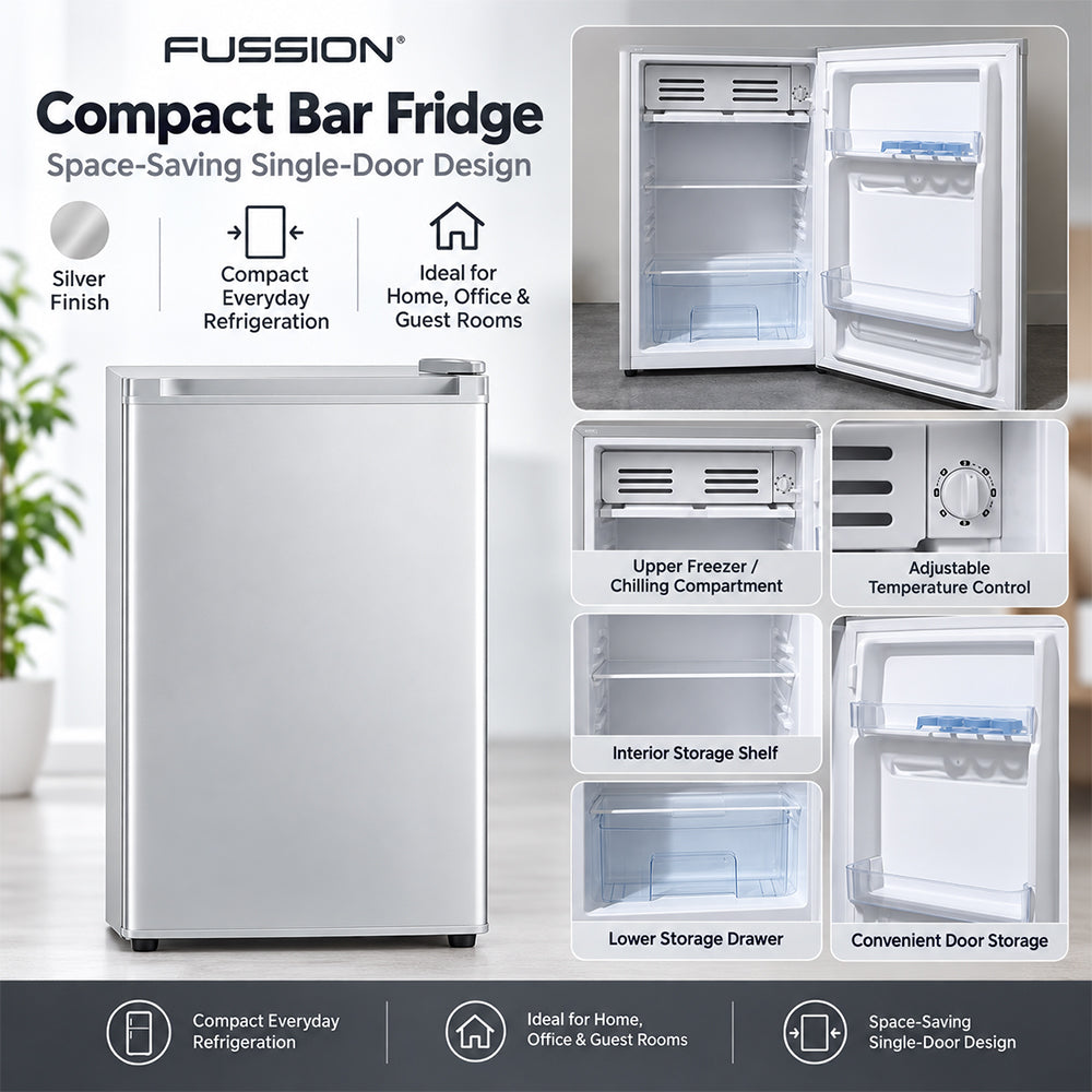Fussion Single-Door Bar Fridge with Chiller Compartment - 120L, Stainless Steel