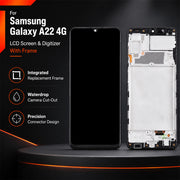 Standard LCD Screen & Digitizer with Frame for Samsung Galaxy A22 4G