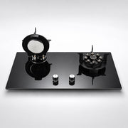 XMY 2-Burner Tempered Glass Built-In LPG Gas Hob - Black
