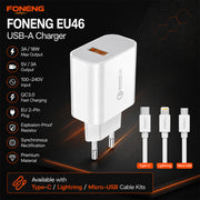 FONENG EU46 18W 3A USB-A Fast Charger with Cable