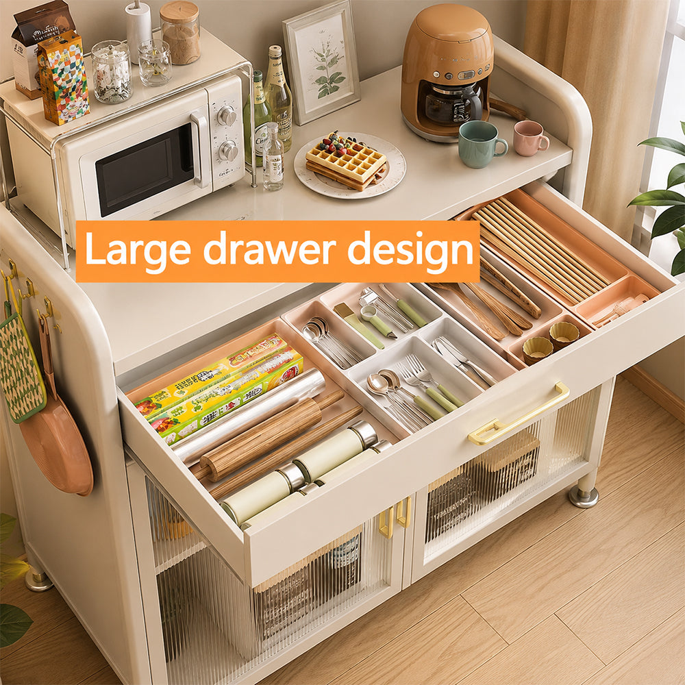 White Kitchen Pantry Cabinet with Drawer & Adjustable Shelves - 80cm