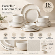 18-Piece Ivory Speckled Porcelain Dinnerware