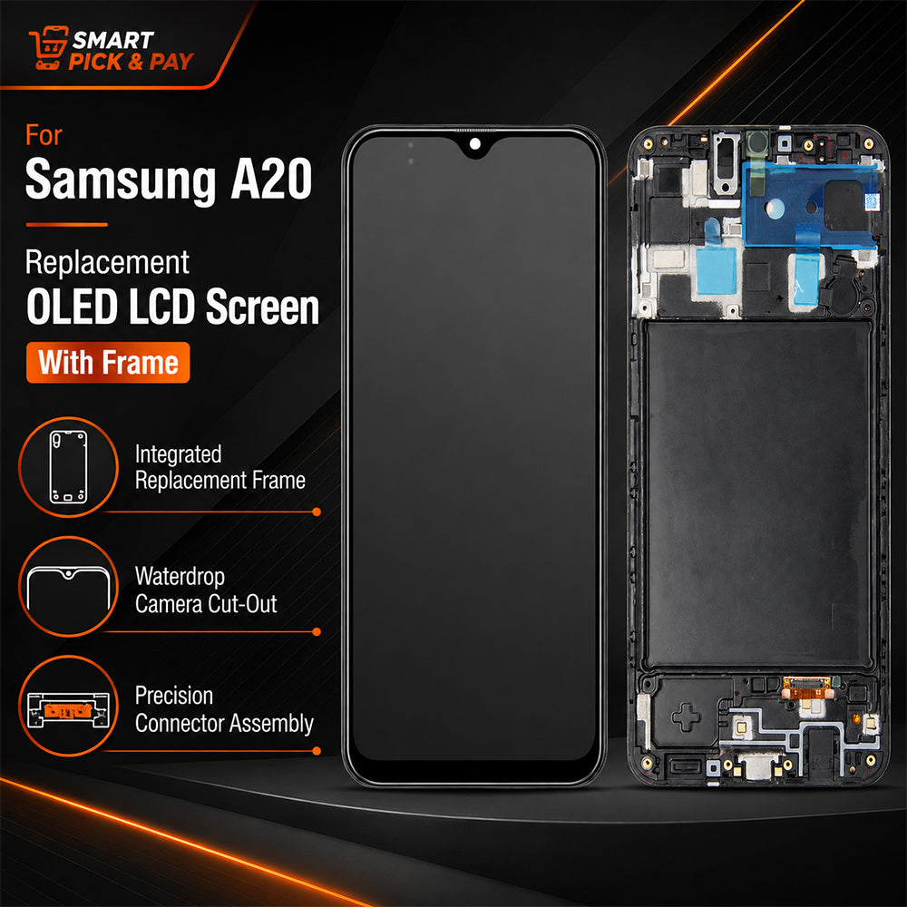 Premium OLED Screen with Frame for Samsung Galaxy A20