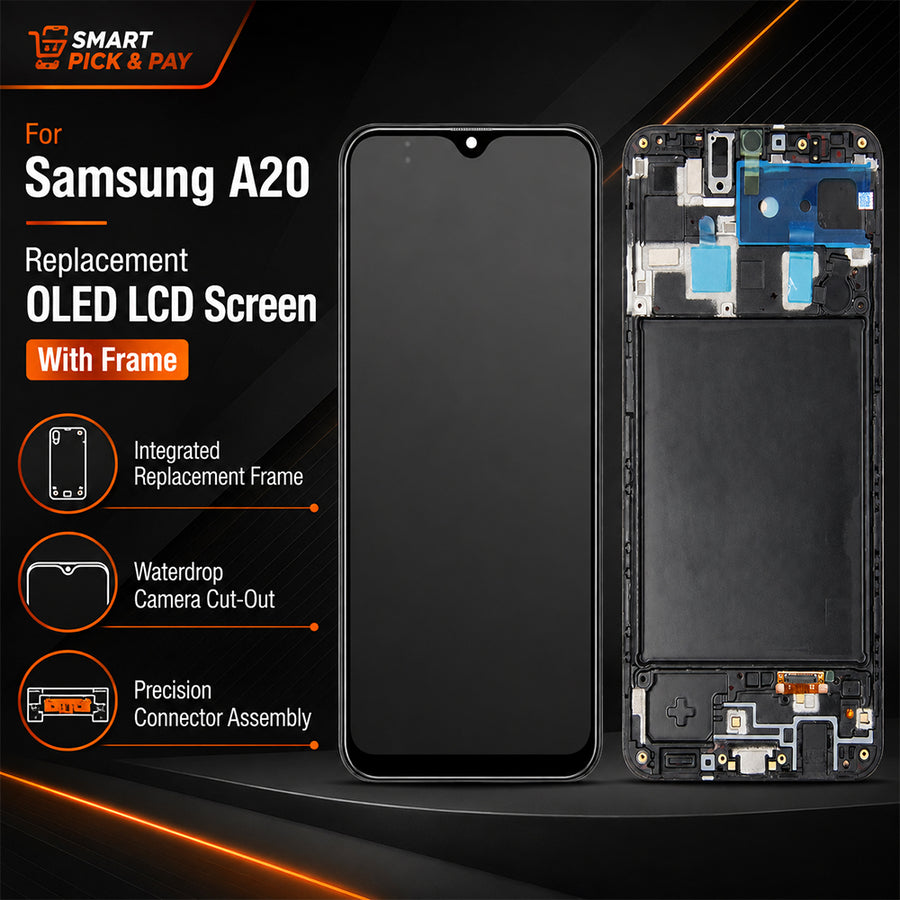Premium OLED Screen with Frame for Samsung Galaxy A20