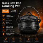 Condere Size 3 Black Cast Iron Cooking Pot with Lid - 7.8L