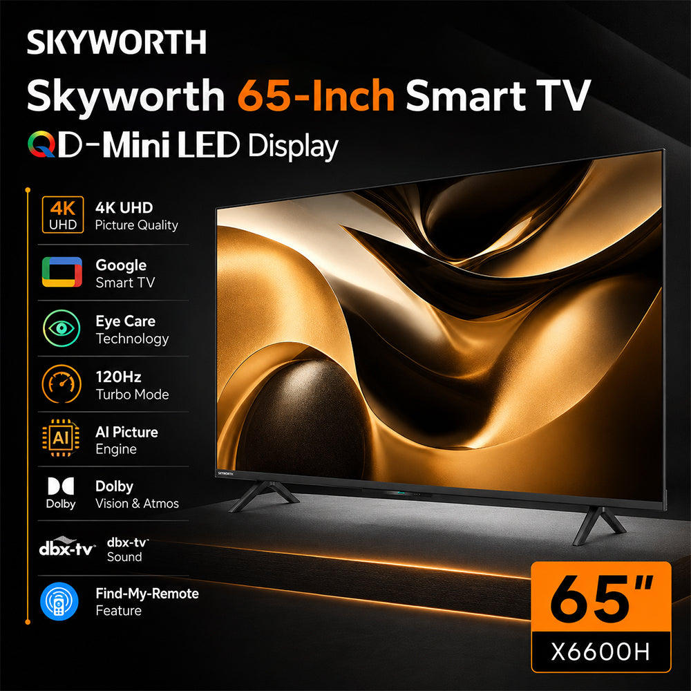 Skyworth 65-Inch Mini LED 4K UHD Google Smart TV with Eye Care