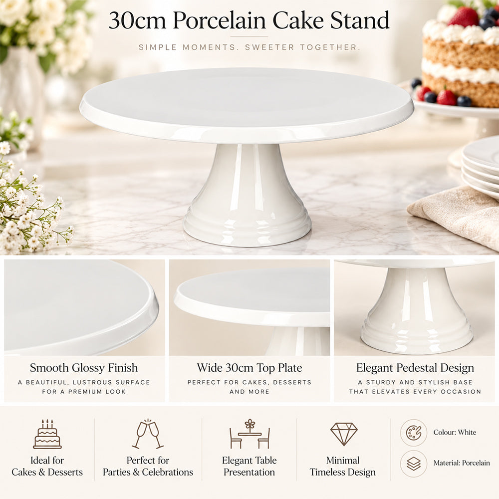 White Porcelain Cake Stand - 30.2cm