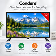 Condere 32-Inch HD LED TV with USB Playback