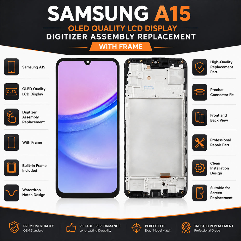 OLED Screen & Digitizer with Frame for Samsung Galaxy A15