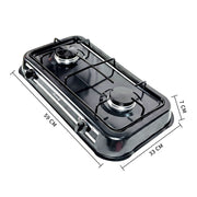 Aruif 2-Burner Porcelain Gas Stove – 59cm Double Burner High-Efficiency Cooker