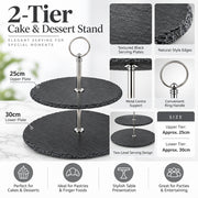 2-Tier Black Cake & Dessert Serving Stand - 25cm & 30cm
