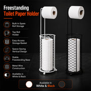 Freestanding Toilet Paper Holder with Storage Basket