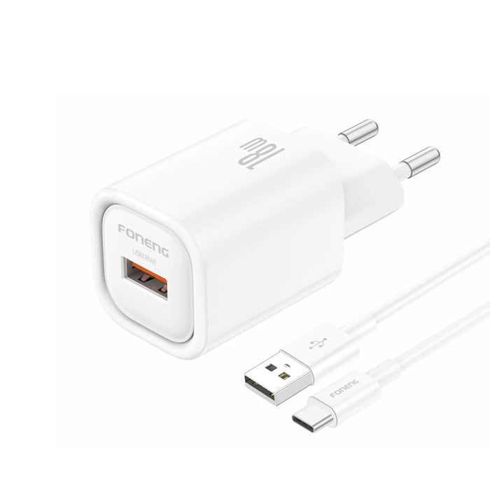 FONENG EU68 18W USB-A Fast Charger with Type-C Cable