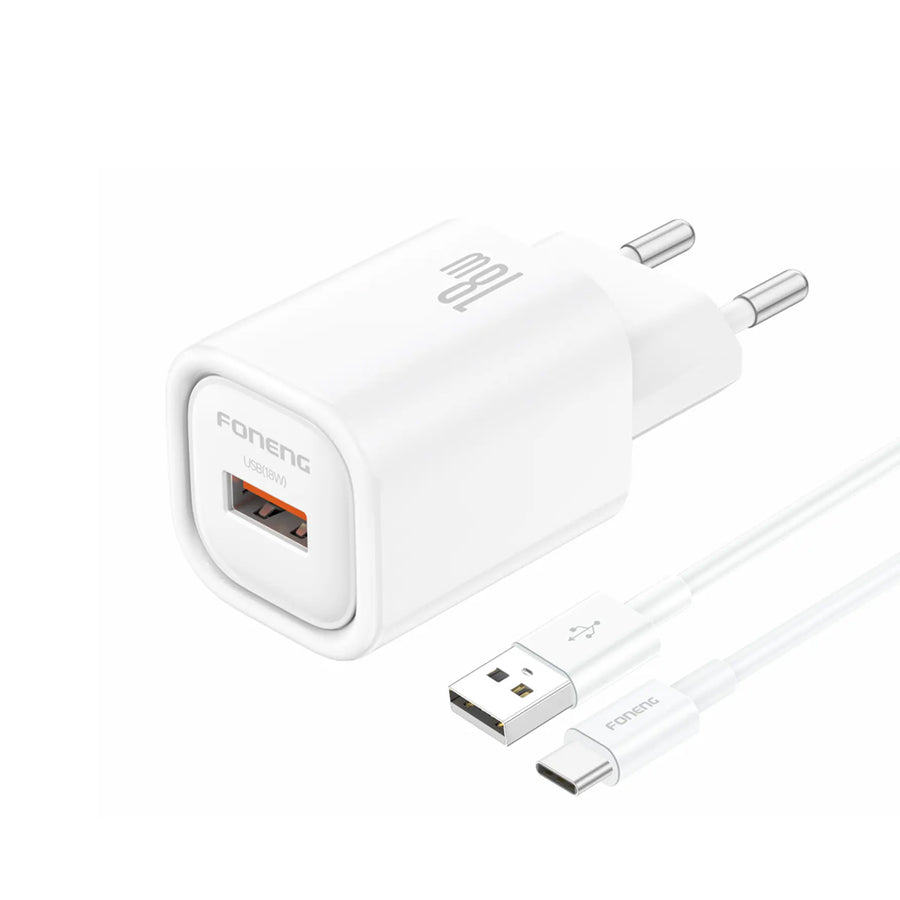FONENG EU68 18W USB-A Fast Charger with Type-C Cable